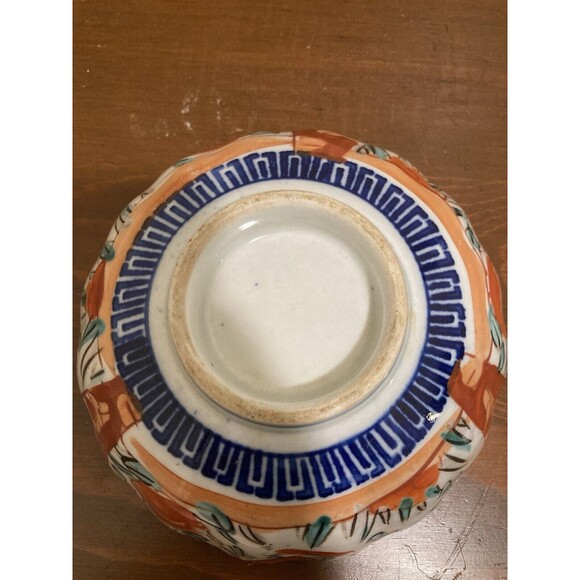 Vintage Japanese Imari Bowl Porcelain Round Scalloped Edges Pedestal 6" x 2.5" - Picture 11 of 15